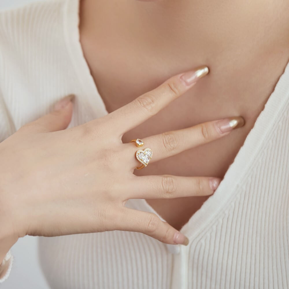 Adjustable Double Heart Ring